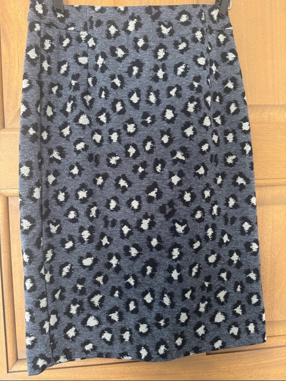 LOFT Blue Gray Leopard-Print Pencil Skirt